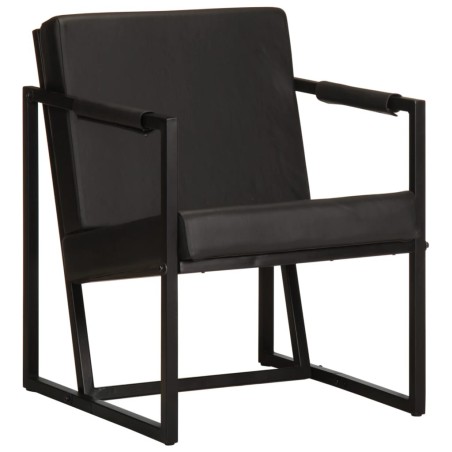 Fauteuil noir cuir véritable 