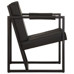 Fauteuil noir cuir véritable 