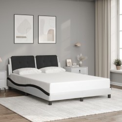 Cadre de lit sans matelas blanc et noir 120x200 cm similicuir 