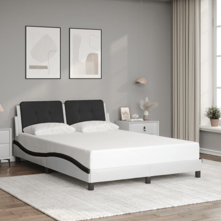 Cadre de lit sans matelas blanc et noir 120x200 cm similicuir 