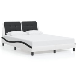 Cadre de lit sans matelas blanc et noir 120x200 cm similicuir 