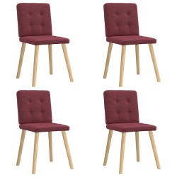 Chaises à manger lot de 4 rouge bordeaux tissu 