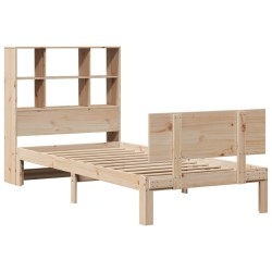 Lit bibliothèque sans matelas 90x190 cm bois de pin massif 