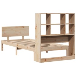 Lit bibliothèque sans matelas 90x190 cm bois de pin massif 