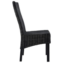 Chaises à manger lot de 2 noir rotin kubu et bois de manguier 