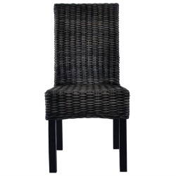 Chaises à manger lot de 2 noir rotin kubu et bois de manguier 
