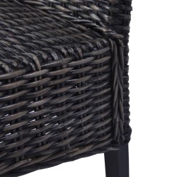 Chaises à manger lot de 2 noir rotin kubu et bois de manguier 