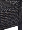 Chaises à manger lot de 2 noir rotin kubu et bois de manguier 