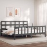 Cadre de lit avec tête de lit gris Super King Size bois massif 