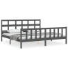 Cadre de lit avec tête de lit gris Super King Size bois massif 