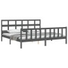 Cadre de lit avec tête de lit gris Super King Size bois massif 