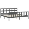 Cadre de lit avec tête de lit gris Super King Size bois massif 