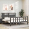 Cadre de lit sans matelas gris bois de pin massif 