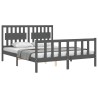 Cadre de lit sans matelas gris bois de pin massif 