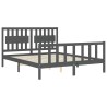 Cadre de lit sans matelas gris bois de pin massif 