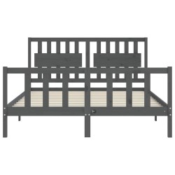 Cadre de lit sans matelas gris bois de pin massif 