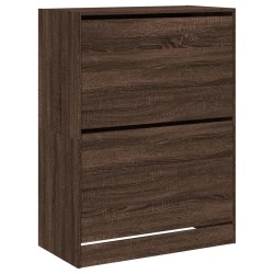 Armoire à chaussures 2 tiroirs rabattables chêne marron 
