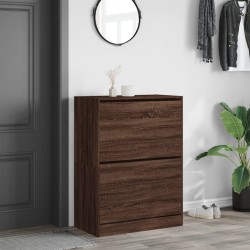 Armoire à chaussures 2 tiroirs rabattables chêne marron 