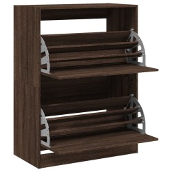 Armoire à chaussures 2 tiroirs rabattables chêne marron 