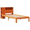 Lit bibliothèque sans matelas cire marron 90x200 cm pin massif 