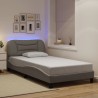 Cadre de lit avec LED sans matelas taupe 100x200 cm tissu 