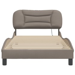 Cadre de lit avec LED sans matelas taupe 100x200 cm tissu 