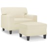 Fauteuil avec repose-pied Crème 60 cm Similicuir 