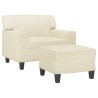 Fauteuil avec repose-pied Crème 60 cm Similicuir 
