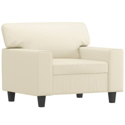 Fauteuil avec repose-pied Crème 60 cm Similicuir 