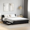 Cadre de lit avec tiroirs sans matelas noir 150x200 cm 