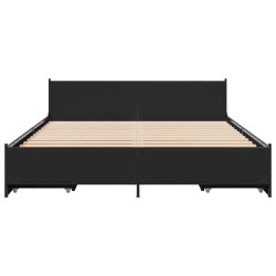 Cadre de lit avec tiroirs sans matelas noir 150x200 cm 