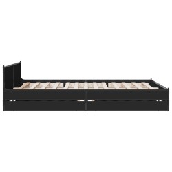 Cadre de lit avec tiroirs sans matelas noir 150x200 cm 