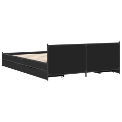 Cadre de lit avec tiroirs sans matelas noir 150x200 cm 