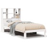 Lit bibliothèque sans matelas blanc 90x200cm bois de pin massif 