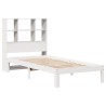 Lit bibliothèque sans matelas blanc 90x200cm bois de pin massif 