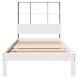 Lit bibliothèque sans matelas blanc 90x200cm bois de pin massif 