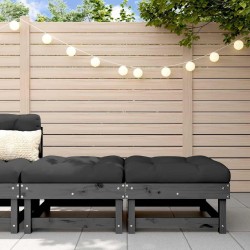 Repose-pieds de jardin coussins lot de 2 gris bois pin massif 
