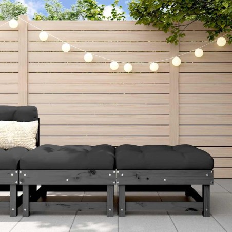 Repose-pieds de jardin coussins lot de 2 gris bois pin massif 