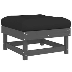 Repose-pieds de jardin coussins lot de 2 gris bois pin massif 