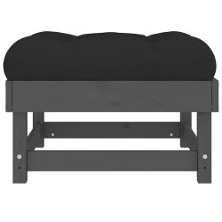Repose-pieds de jardin coussins lot de 2 gris bois pin massif 