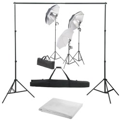 Kit de studio photo avec ensemble d'éclairage et toile de fond 