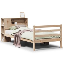 Lit bibliothèque sans matelas 90x200 cm bois de pin massif 