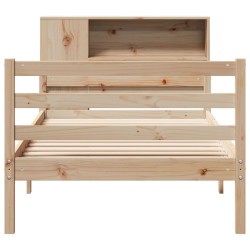 Lit bibliothèque sans matelas 90x200 cm bois de pin massif 