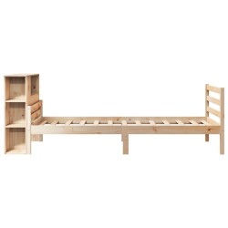 Lit bibliothèque sans matelas 90x200 cm bois de pin massif 