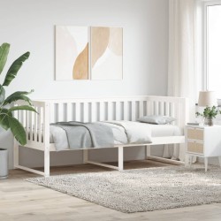 Lit de jour sans matelas blanc 90x200 cm bois de pin massif 