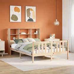 Lit bibliothèque sans matelas 120x200 cm bois de pin massif 