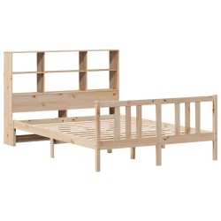 Lit bibliothèque sans matelas 120x200 cm bois de pin massif 