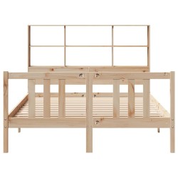 Lit bibliothèque sans matelas 120x200 cm bois de pin massif 