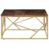 Table basse doré acier inoxydable et bois de mélèze massif 