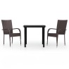 Ensemble à manger de jardin 3 pcs Marron et noir 